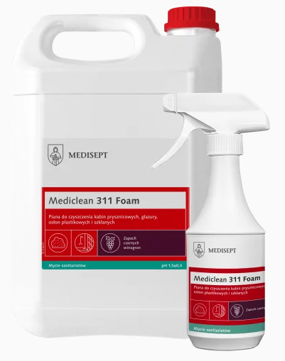 MEDICLEAN MC311 500ml - preparat w formie pianki do czyszczenia kabin prysznicowych, brodzików, armatury