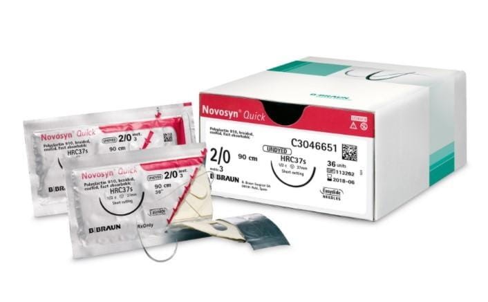 NOVOSYN QUICK  4/0 70CM HR17  C3046013 - 36 szt. nici chirurgiczne, szwy wchłanialne, plecionka