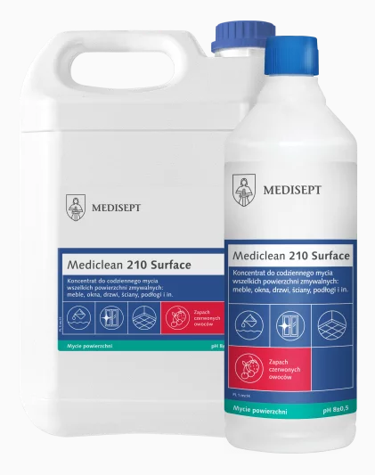 MEDICLEAN MC210 1L - Preparat do codziennego mycia wszelkich powierzchni zmywalnych: meble, okna, drzwi, ściany, podłogi
