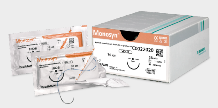 MONOSYN FIOLETOWY  4/0  45CM  DS16 C0022420 – 36 szt. nici chirurgiczne, szwy wchłanialne, monofilament