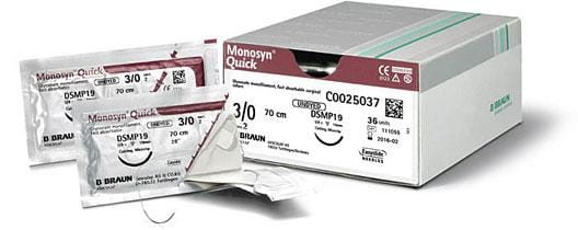 MONOSYN QUICK BEZBARWNY  2/0 70CM  DS30 C0025015 – 36 szt. nici chirurgiczne, szwy wchłanialne, monofilament