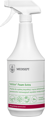 VELOX FOAM EXTRA 1L - bezalkoholowa pianka do szybkiej dezynfekcji i mycia delikatnych powierzchni