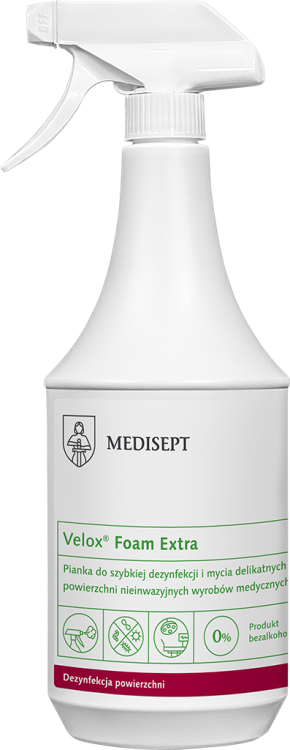 VELOX FOAM EXTRA 1L - bezalkoholowa pianka do szybkiej dezynfekcji i mycia delikatnych powierzchni