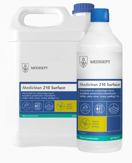 MEDICLEAN MC210 1L - Preparat do codziennego mycia wszelkich powierzchni zmywalnych: meble, okna, drzwi, ściany, podłogi