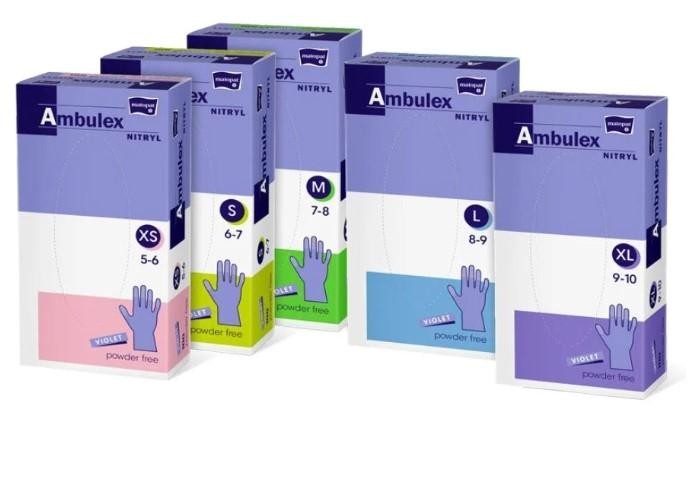RĘKAWICE NITRYLOWE  XS AMBULEX TZMO FIOLETOWE A'100 szt