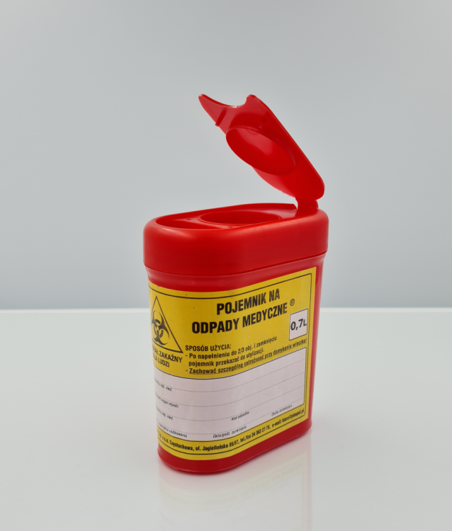 POJEMNIKI NA ODPADY MEDYCZNE  0.7L PŁASKI MARPLAST