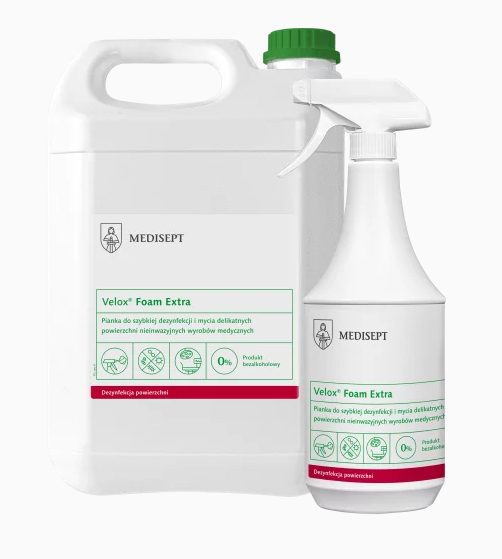 VELOX FOAM EXTRA 5L - bezalkoholowa pianka do szybkiej dezynfekcji i mycia delikatnych powierzchni