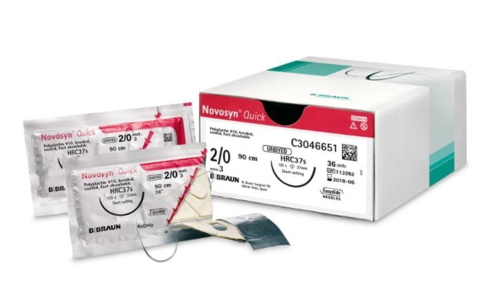NOVOSYN QUICK 0 90CM HS48 C3046525  - 36 szt. nici chirurgiczne, szwy wchłanialne, plecionka