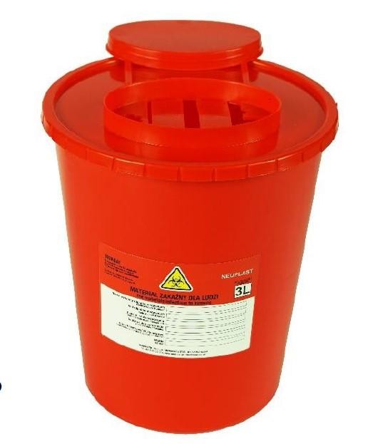 POJEMNIKI NA ODPADY MEDYCZNE WYSOKI (21CM) 3L NEUPLAST