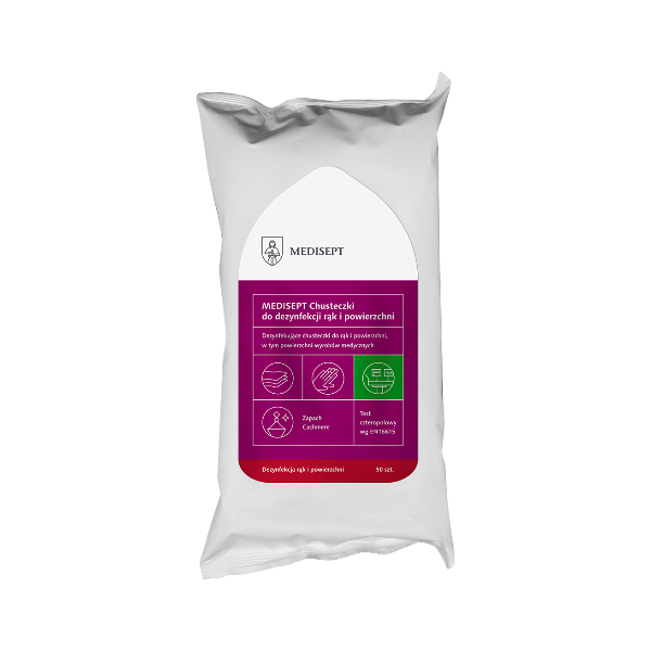 Cashmere MEDISEPT 50szt -  Chusteczki do dezynfekcji rąk i powierzchni