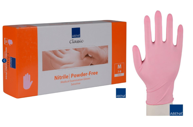 RĘKAWICE NITRYLOWE BEZPUDROWE  RÓŻOWE  M  ABENA