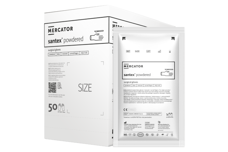 RĘKAWICE CHIRURGICZNE PUDROWANE 6,5  SANTEX