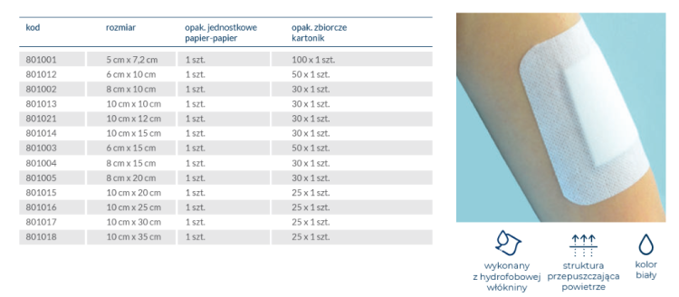 SAMOPRZYLEPNY OPATRUNE STERYLNYK Z WKŁADEM CHŁONNYM 8cmx15cm  30szt.