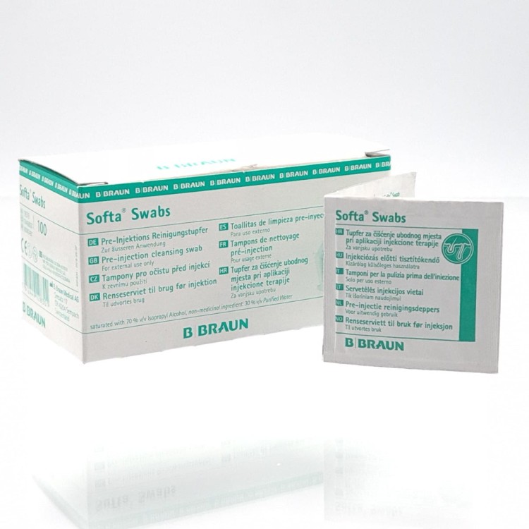 SOFTA SWABS B.BRAUN 100szt - gaziki do dezynfekcji skóry przed iniekcjami
