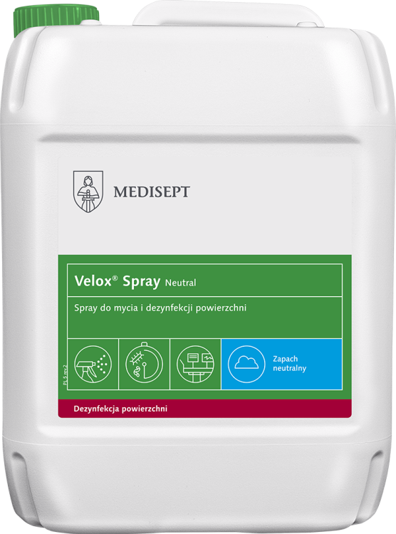 VELOX SPRAY 5L NEUTRAL - ALKOHOLOWY SPRAY DO DEZYNFEKCJI POWIERZCHNI Medisept
