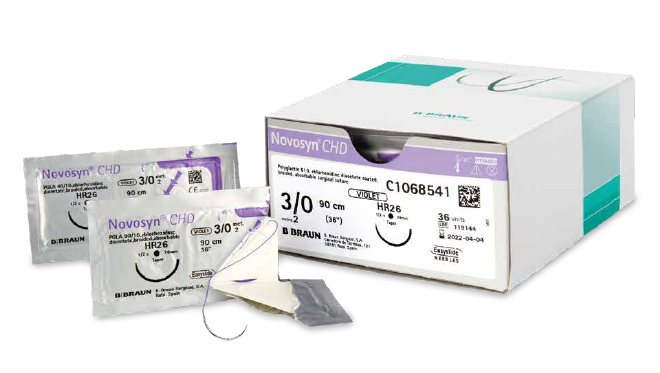 NOVOSYN CHD 2/0 90CM HR26 A'36 SZT  C1068542 - szwy wchłanialne plecione, powlekane CHD - antybakteryjne