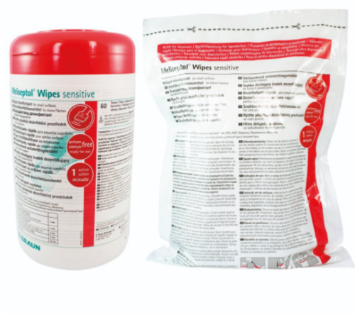 MELISEPTOL WIPES SENSITIVE PUSZKA 60szt- Chusteczki do dezynfekcji powierzchni wrażliwych na działanie alkoholi