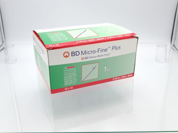 STRZYKAWKA INSULINOWA 1ML Z IGŁĄ WTOPIONĄ  U-40 0.3x8MM 100szt BD 320911