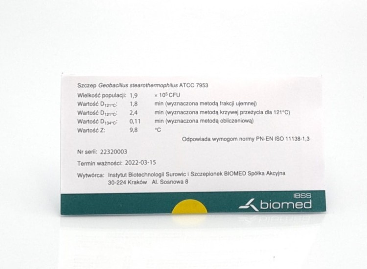 WSKAŹNIKI DO STERYLIZACJI PAROWEJ DO AUTOKLAWU - SPORAL A - 10SZT BIOMED