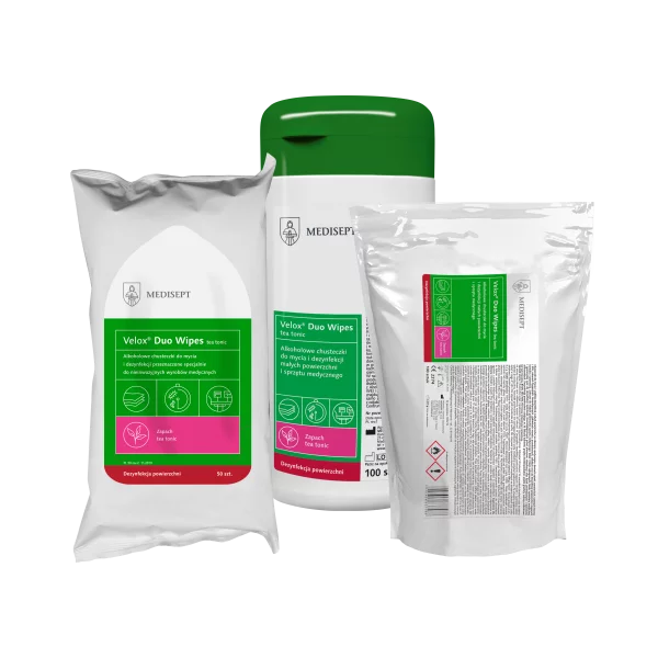 VELOX DUO WIPES TEA TONIC (FLOWPACK 50szt)  ALKOHOLOWE CHUSTECZKI DO MYCIA I DEZYNFEKCJI POWIERZCHNI