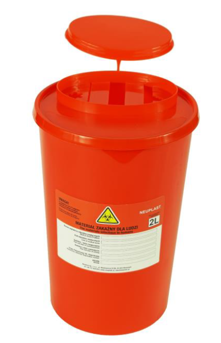POJEMNIKI NA ODPADY MEDYCZNE WYSOKI (21CM) 2L NEUPLAST